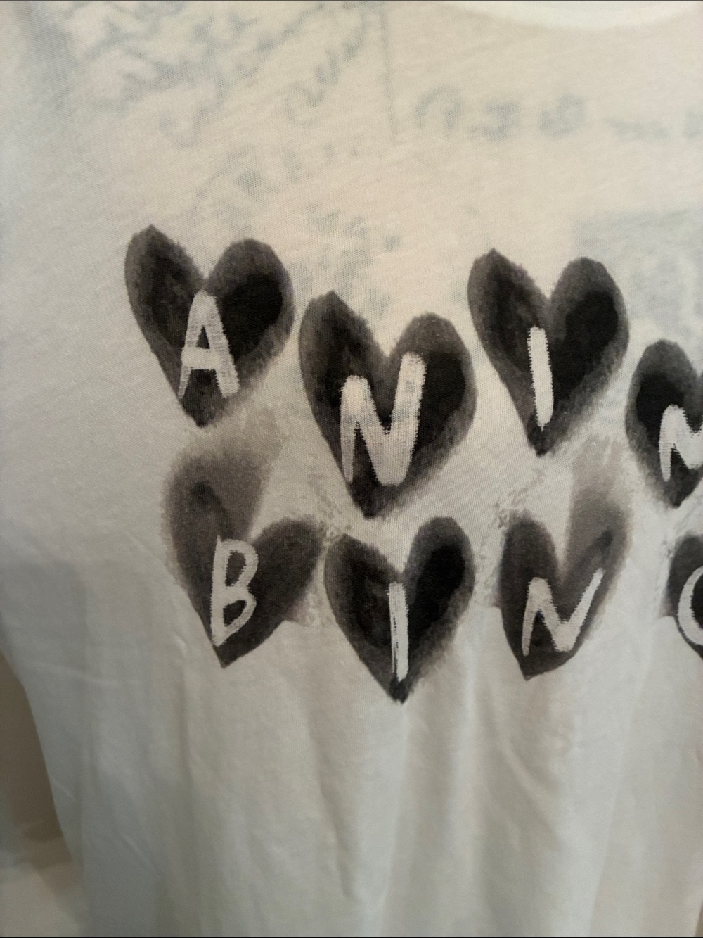 Anine Bing Cade Tee with Hearts (Ivory & Black) - Picture 5 of 17
